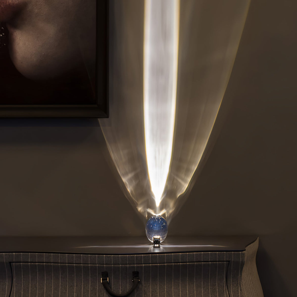 Seren crystal glass table lamp with chrome base, Moktan Sabai plug-in desk light on Tampa Home & Garden Store