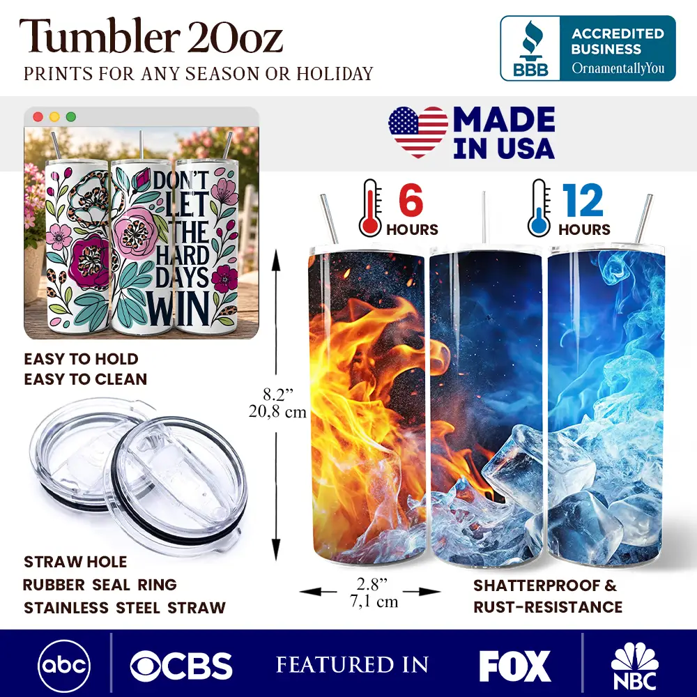 20oz tumbler with lid and stainless straw floral Dont Let The Hard Days Win OrnamentallyYou on Tampa Home & Garden Store
