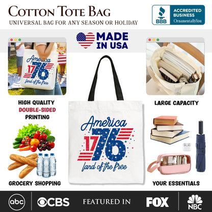 Vintage America 1776 Land of the Free Tote Bag