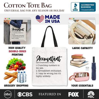 Accountant Gift Canvas Tote Bag and Finance Staff
