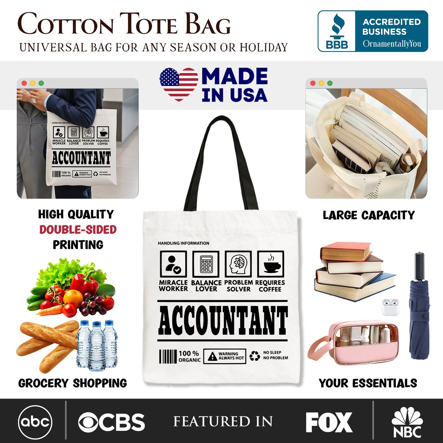 Accountant Tote Bag and Bookkeeper Novelty