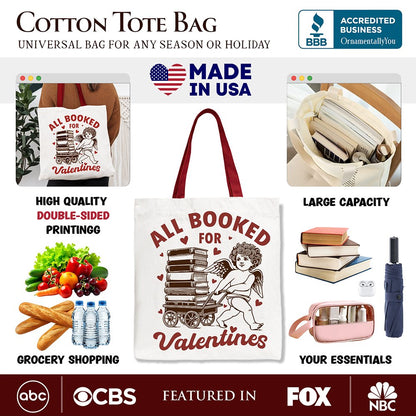 All Booked for Valentines Cupid Canvas Tote Bag