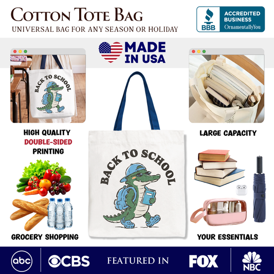 Fun Alligator Canvas Tote Bag and School Gift