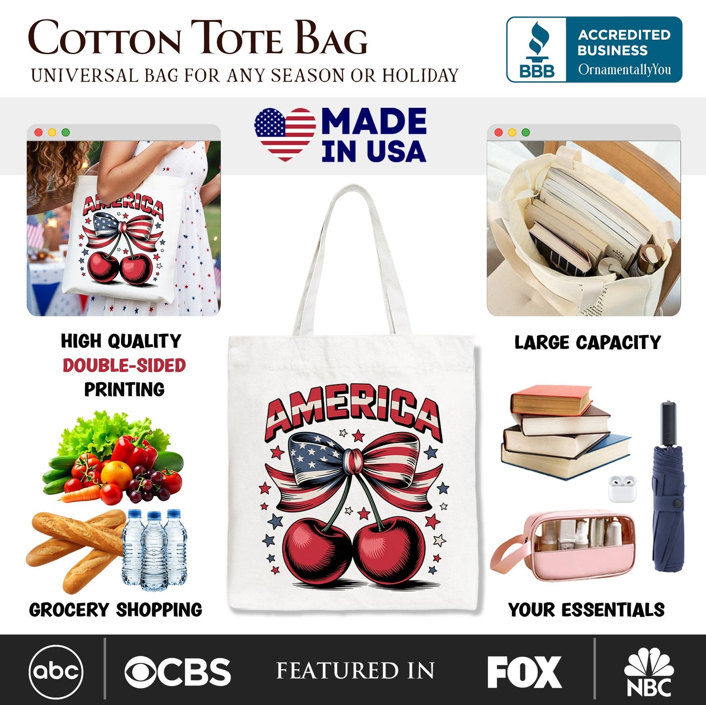 Coquette Cherries and the Patriotic Tote Bag