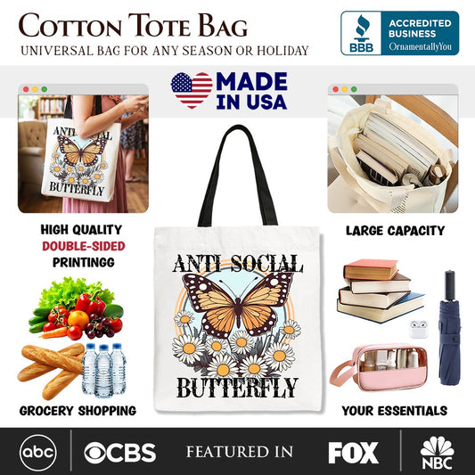 Anti Social Butterfly Canvas Tote Bag and a Gift