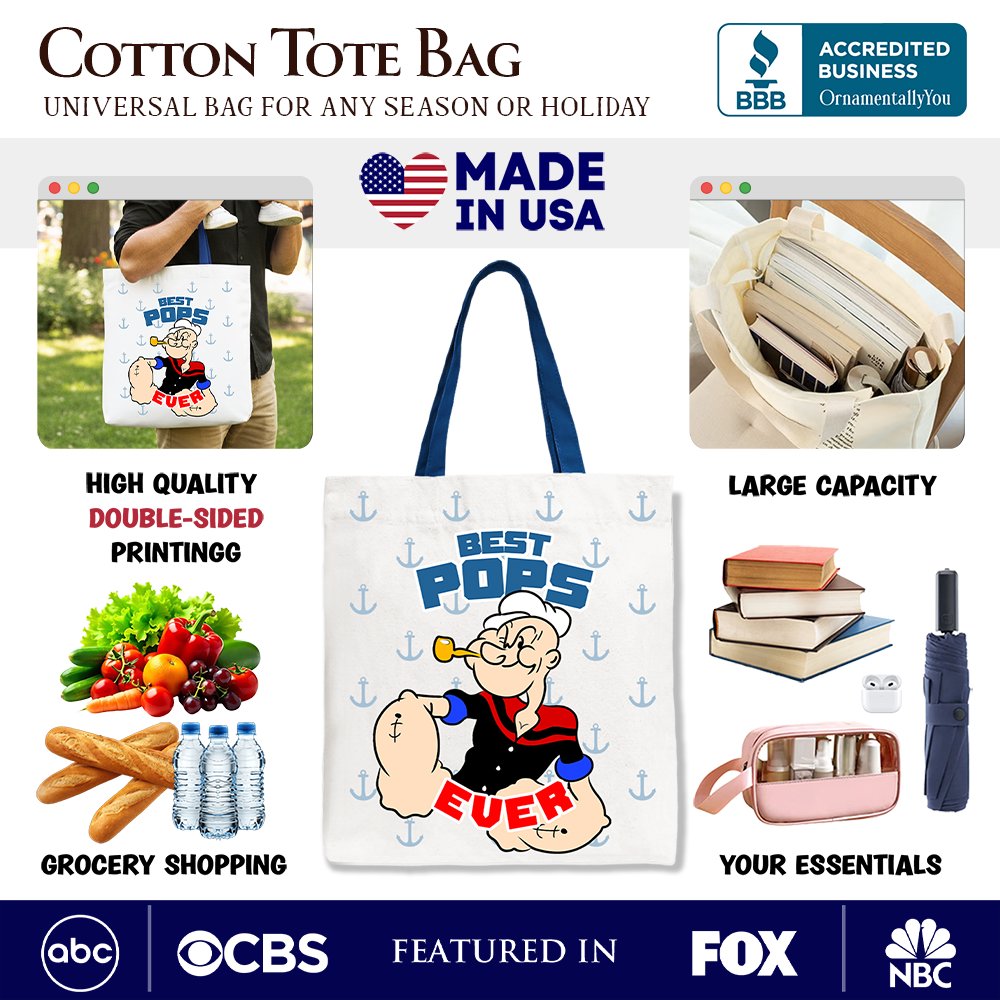 The Best Pop Ever Popeye Canvas Tote Bag for Dad