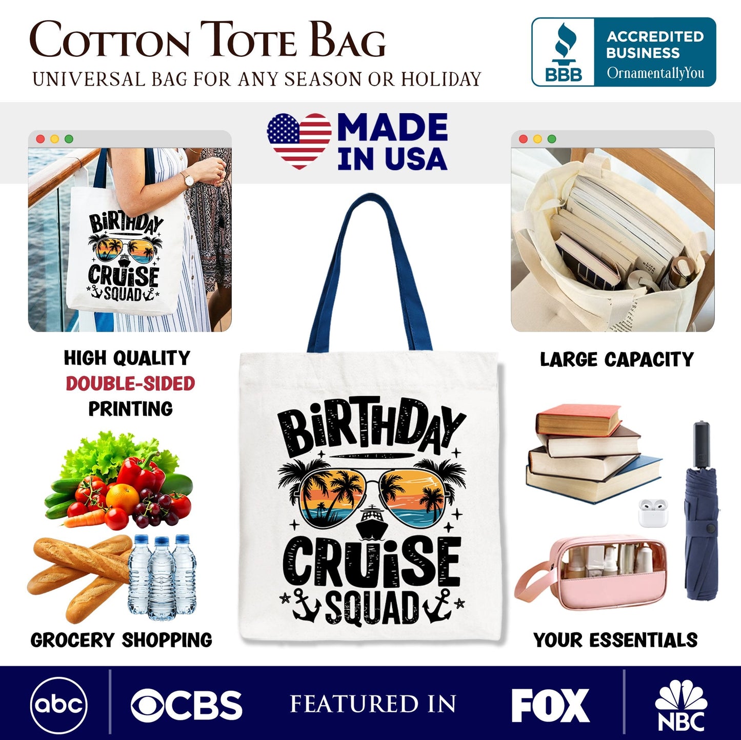 Birthday Cruise Squad Tote Bag for the Trip