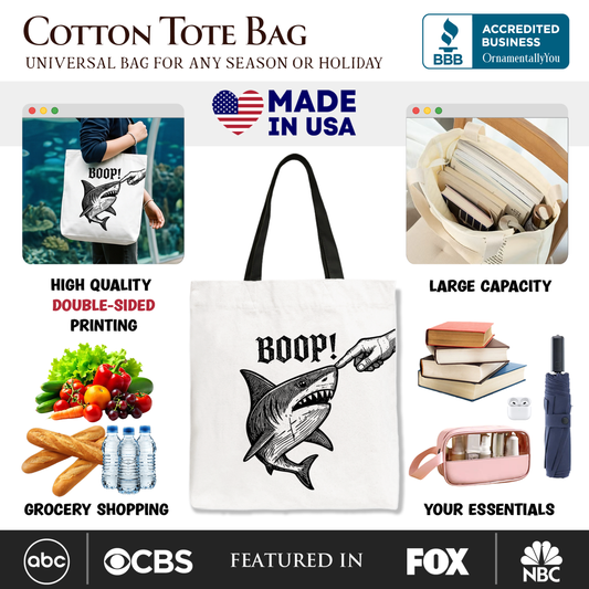 Boop Shark Tote Bag for Funny Ocean Gifts