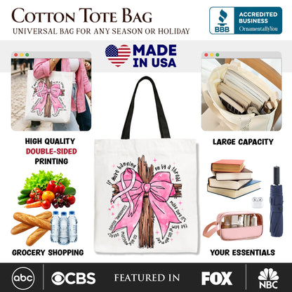 Pink Bow and Cross Tote for the Breast Cause