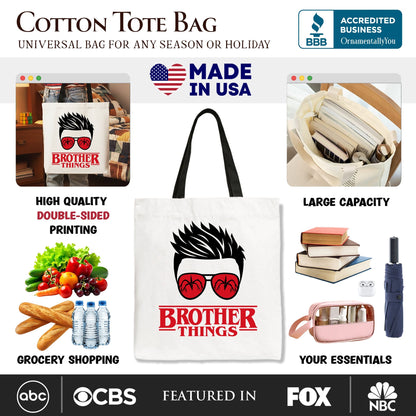 Brother Things Retro Canvas Tote Bag and Glasses