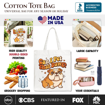 Retro Bulldog Canvas Tote Bag and Dog Gift