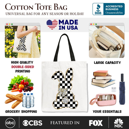Checkered Coquette Bunny Tote Bag And Spring Shop