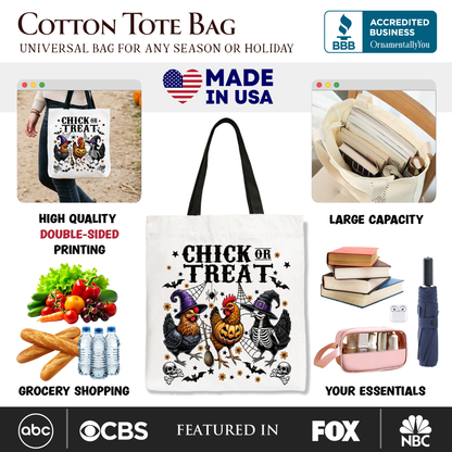 Chick or Treat Funny Chicken Canvas Tote Bag