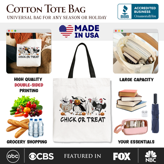 Country Chick or Treat Halloween Canvas Tote