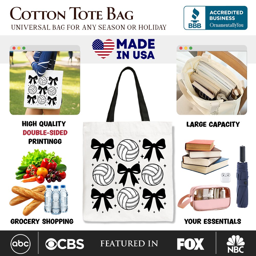 Coquette Volleyball Bows Canvas Tote Bag and Gift
