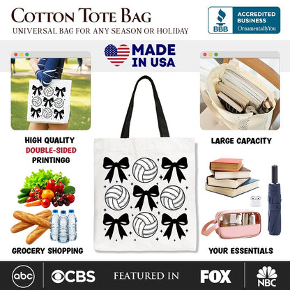 Coquette Volleyball Bows Canvas Tote Bag and Gift