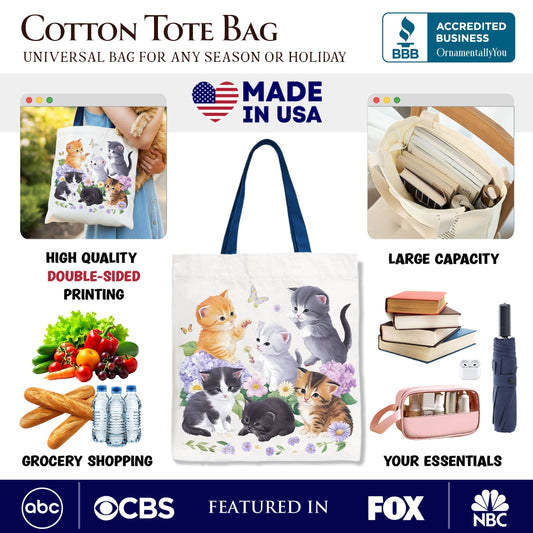 Baby Cat Wildflower Canvas Tote Bag and Gifts