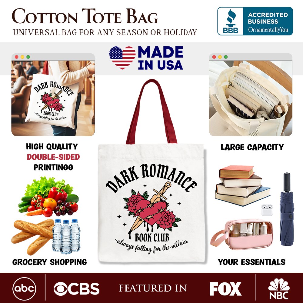 Dark Romance Book Club Canvas Tote Bag for Books