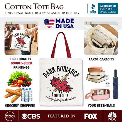 Dark Romance Book Club Canvas Tote Bag for Books