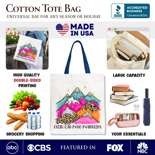 Faith Moves Mountains Christian Tote Bag and Gift