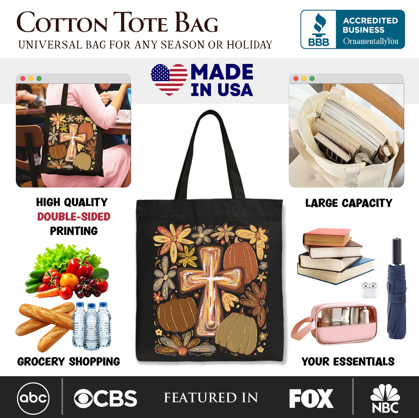 Fall Blessings Tote Bag for the Christian Woman