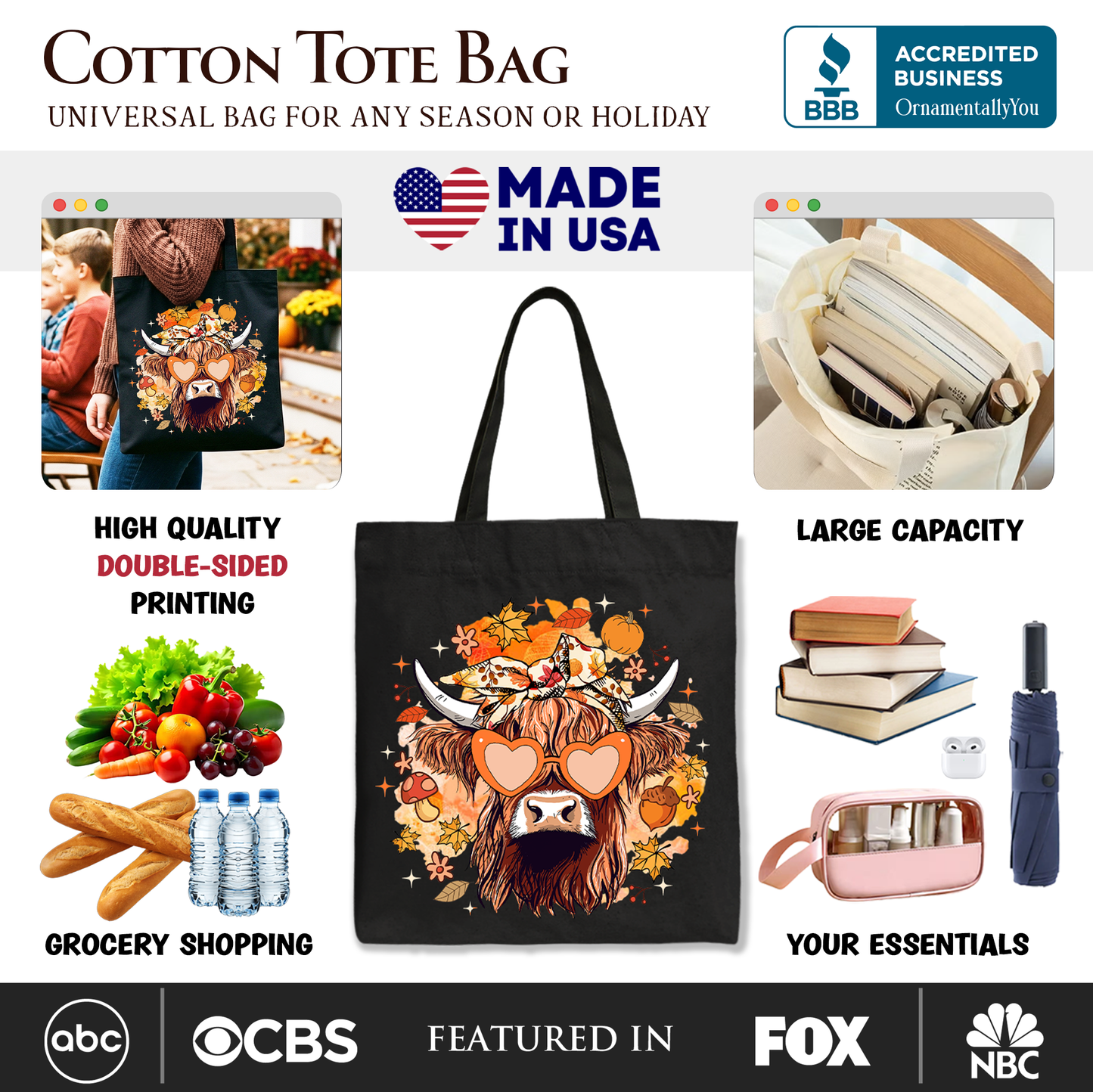 Fall Highland Cow Tote Bag and Autumn Vibes