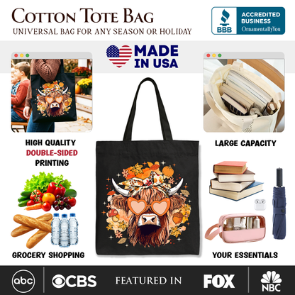 Fall Highland Cow Tote Bag and Autumn Vibes