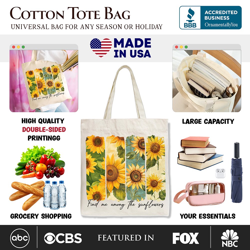 Sunflower Floral Canvas Tote Bag for Women