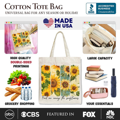 Sunflower Floral Canvas Tote Bag for Women