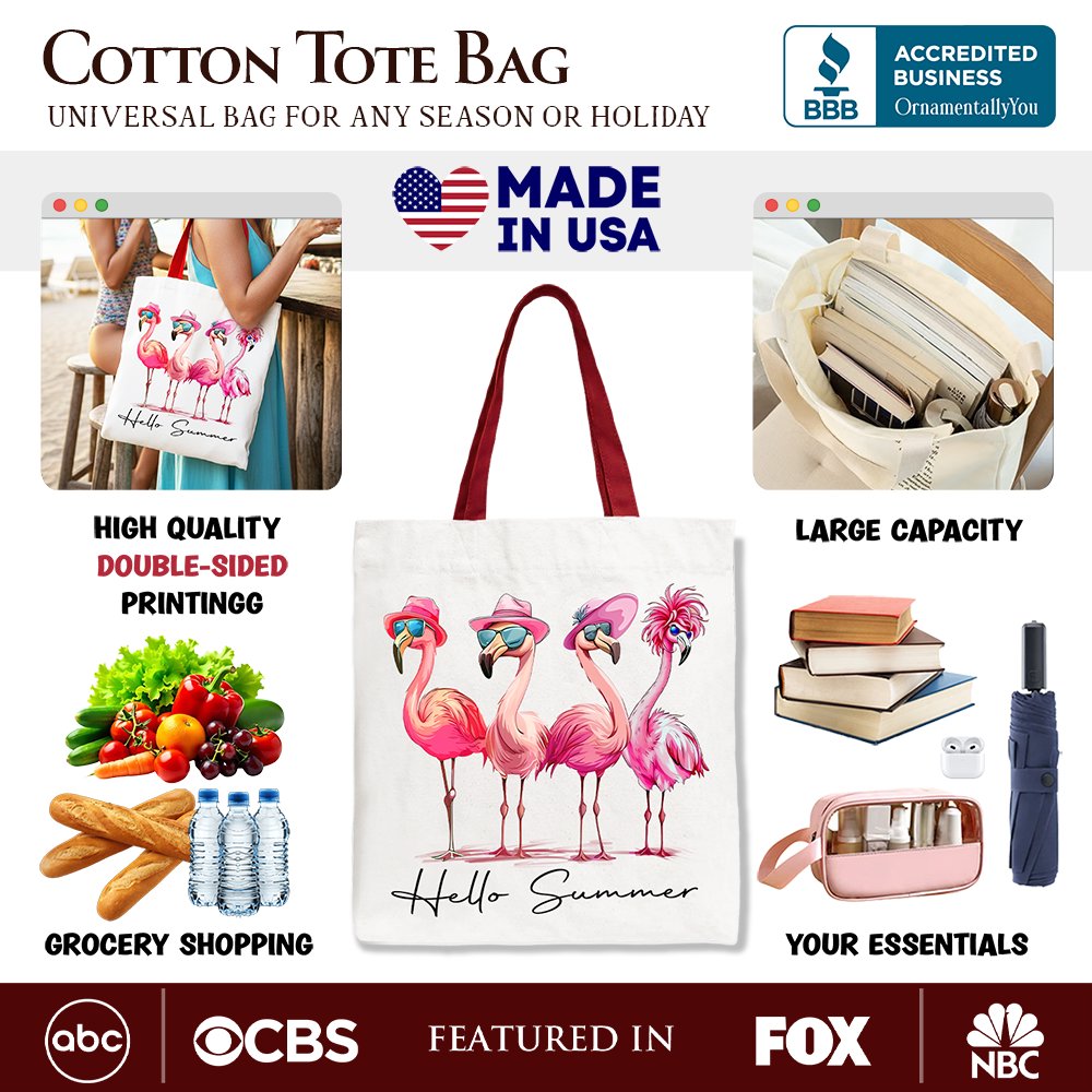 Retro Flamingo Canvas Tote Bag And Tropical Birds