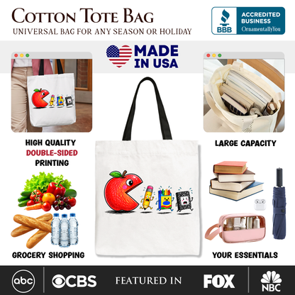 Funny Apple First Day School Tote and Bag