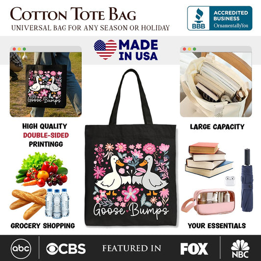 Funny Goose Bumps Floral Canvas Tote Bag and Gift
