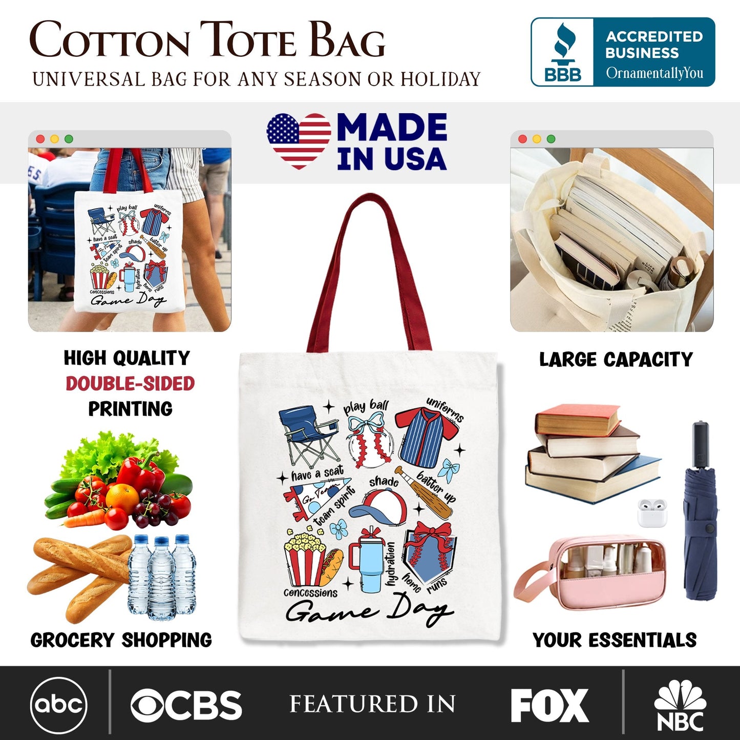 Spacious Baseball Tote Bag and the Game Day Fan