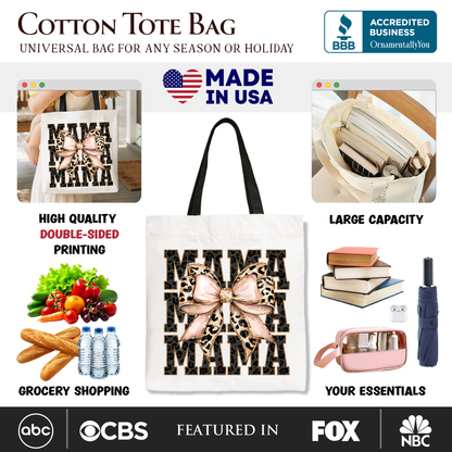 Glitter Leopard Mama Tote Bag and the Bow