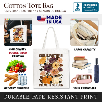 God Is Faithful And Floral Canvas Tote Bag