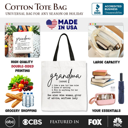 Funny Grandma Definition Canvas Tote for Nana