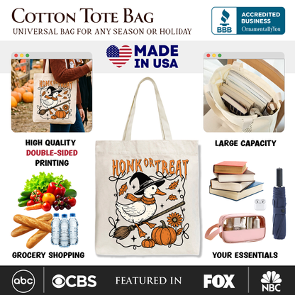 Honk or Treat Goose Tote Bag for Halloween