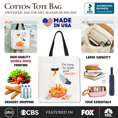 Funny Seagull Snack Stealer for a Beach Tote
