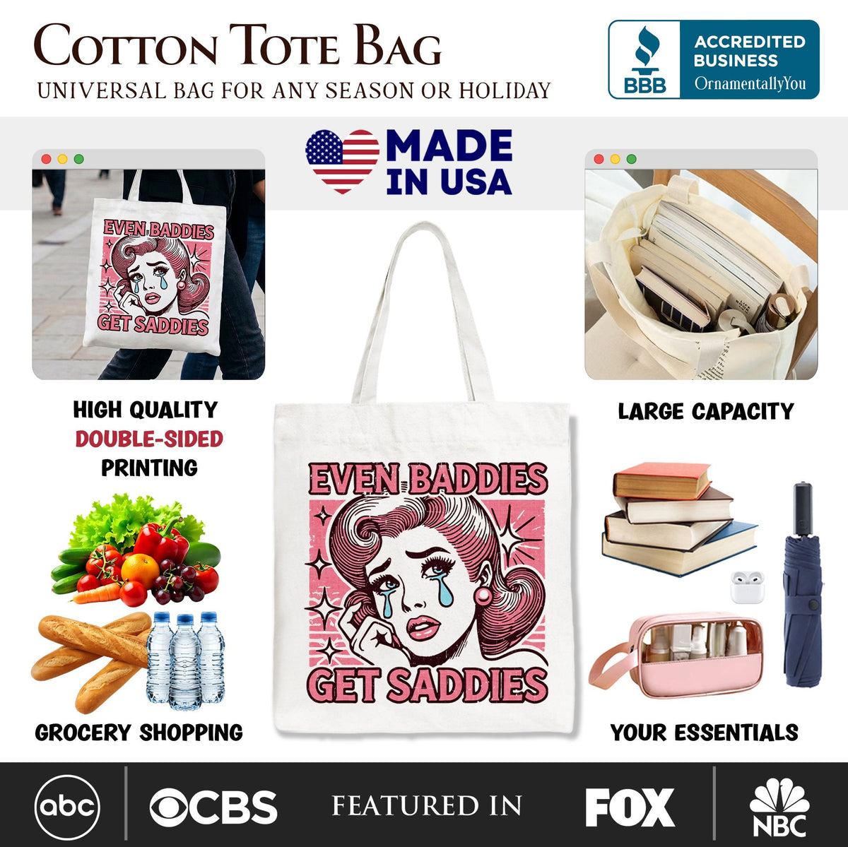 Even Baddies Get Saddies for a Retro Tote Bag
