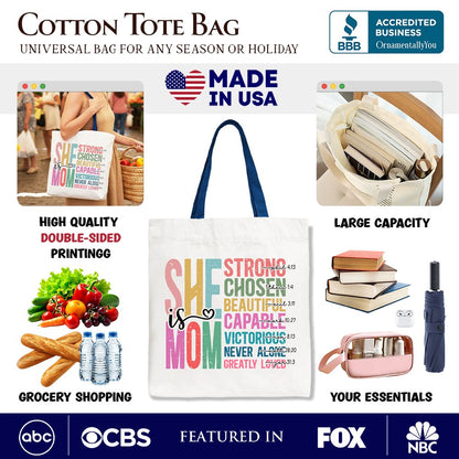 Strong Christian Mom Canvas Tote Bag and Gift