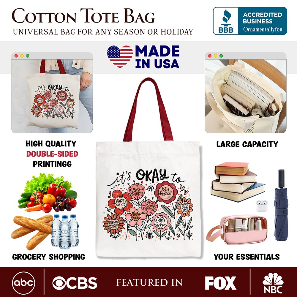 Boho Floral Affirmation Canvas Tote Bag and Gifts