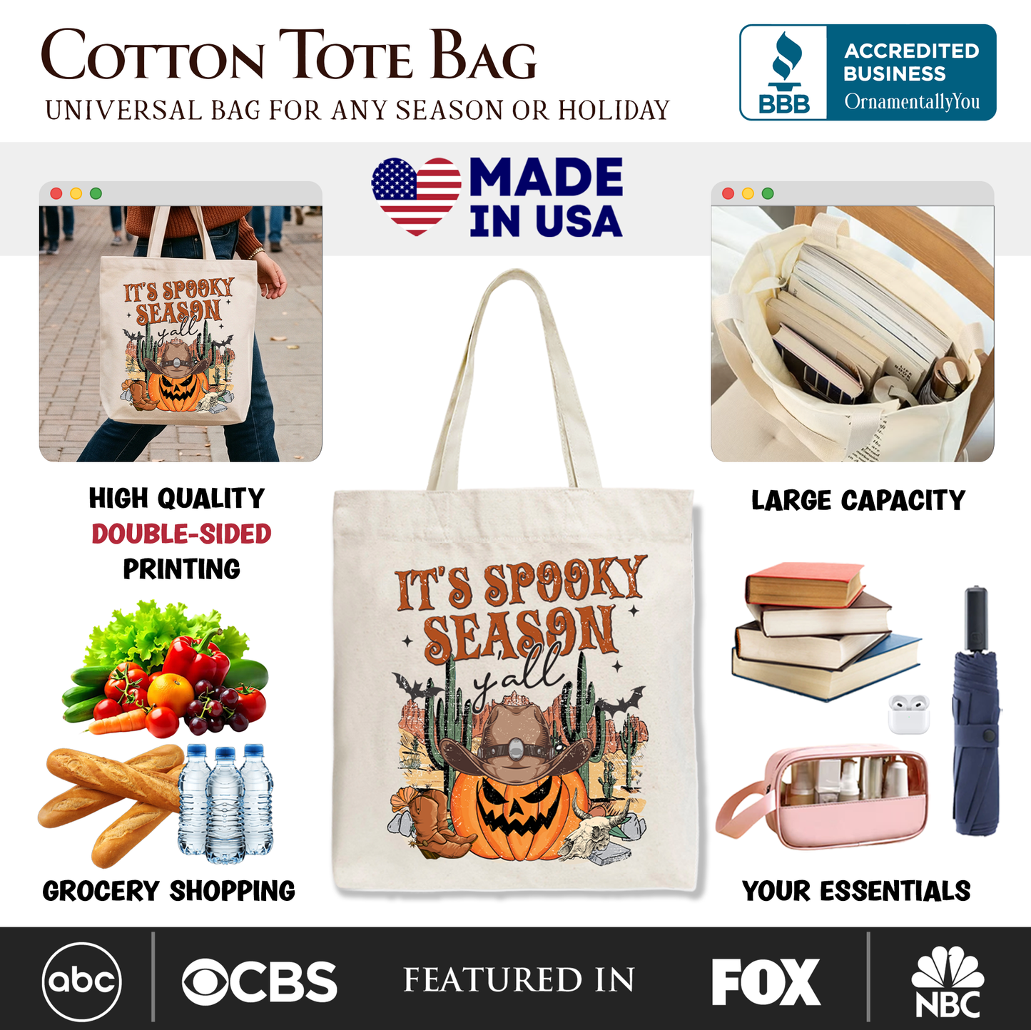 Spooky Season Yall and Western Halloween Tote Bag