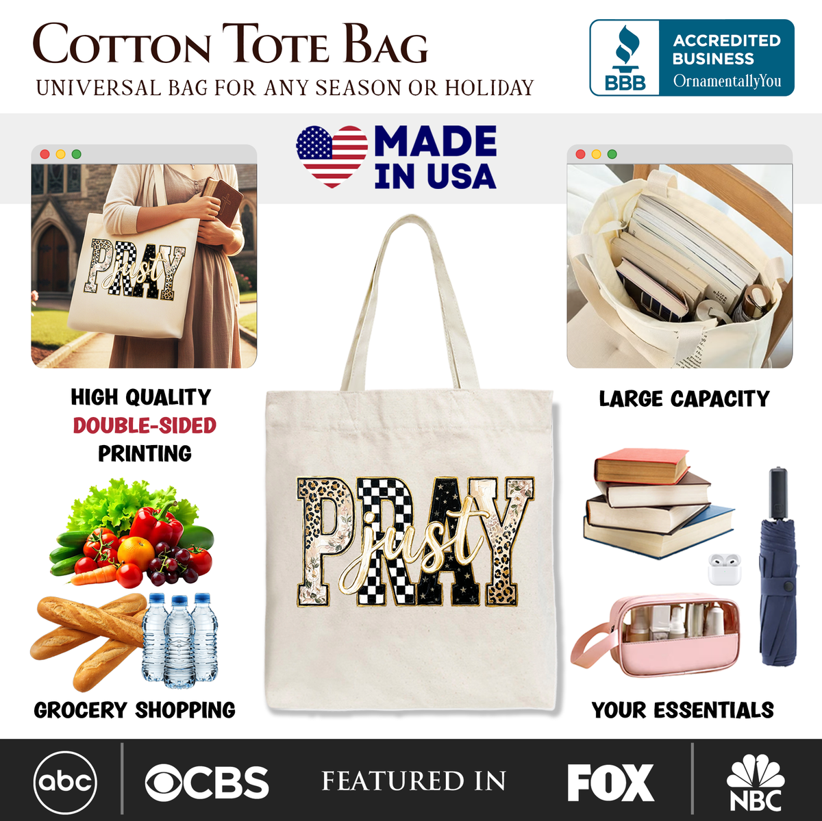Retro and Leopard Christian Canvas Tote Bag