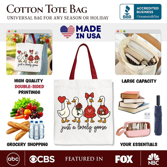 Soft Lovely Goose and Valentine Canvas Tote Bag