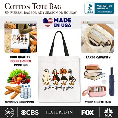Just a Spooky Goose Canvas Tote Bag for Halloween
