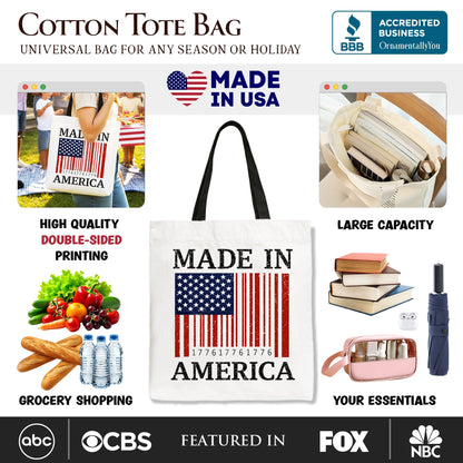 Patriotic American Barcode Canvas Tote Bag