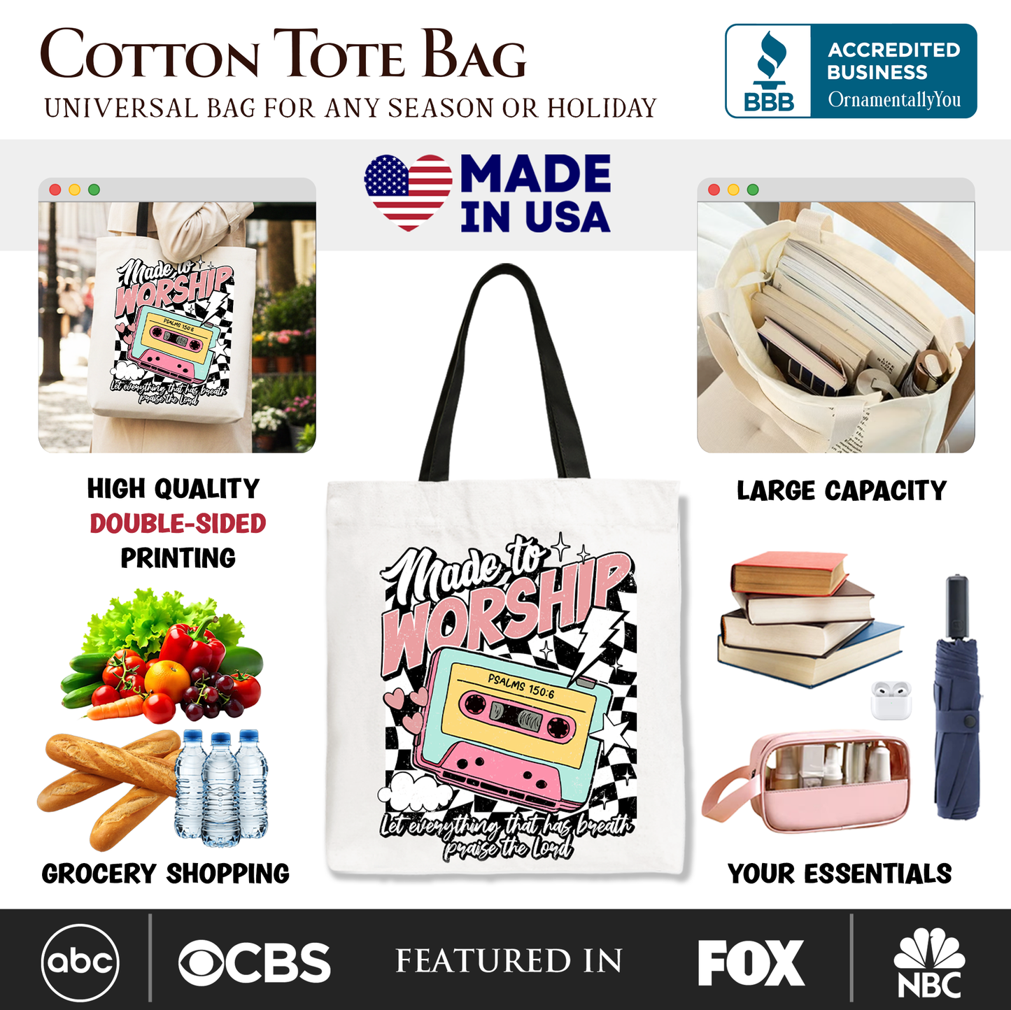 Retro Christian Tote Bag and the Bible Verse Art