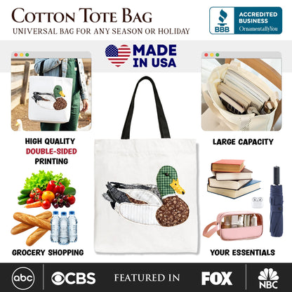 Mallard Duck Faux Patchwork Tote Bag and Shopper