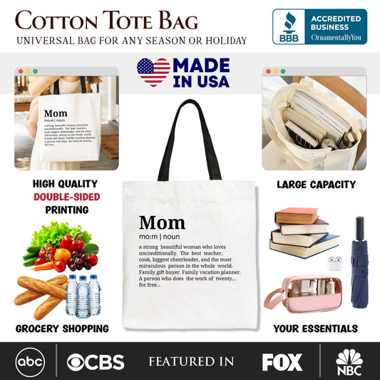 Funny Mom Definition Canvas Tote Bag and a Gift