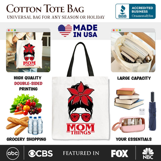 Mom Messy Bun Retro Canvas Tote Bag and Gift